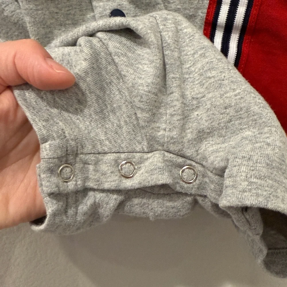 Baby B.U.M. Vintage Gray and Red Infant‎ Romper Size 3-6 Months